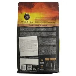 Корм сухий Ambrosia Grain Free Dog Adult Sensitive Fresh Turkey & Rabbit для дорослих собак усіх порід  зі свіжою індичкою та кроликом 2 кг - мініатюра 2