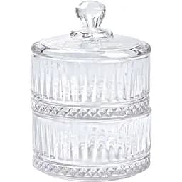 Конфета Yiwu двухуровневая с крышкой стеклянная ребристая прозрачная HP-YH-71