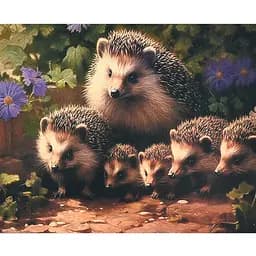 Алмазная мозаика Strateg ПРЕМИУМ Семья ежей размером 40х50 см (SK88256)