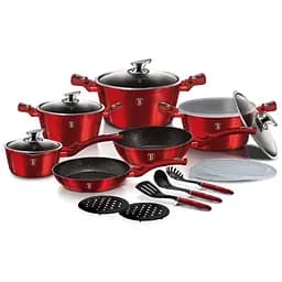 Набір посуду із 18 предметів Berlinger Haus Metallic Line Burgundy Edition (BH-7035)