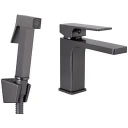 Змішувач для умивальника Qtap Gemini (з гігієнічним душем) Gunmetal Black PVD QTGEM272GMB45692