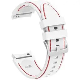Ремінець силіконовий BeWatch Samsung Galaxy Watch 4/5/Pro Білий з червоним простроченням (0133102)