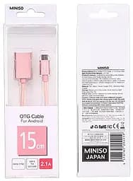 Кабель Miniso OTG Cable для Android 0.15m 2.1A Rose Gold (0500020221) - мініатюра 2