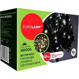 Светодиодная гирлянда линейная Eurolamp Led уличная 100 диодов 10 м 3xAA 6000К (LED-GL-100/10/60(SL))