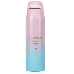 Термос "Happiness Comes" розово-голубой градиент нержавеющая сталь 500 мл