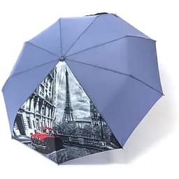 Кольорова парасолька-автомат з атласним сегментом для жінок 464 Сіро-синій
