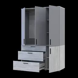 Шафа для одягу Doros Торн Сосна Натті/Сірий 3 ДСП/3Ш (штанга) 135х51.6х200 (44900513) - мініатюра 3