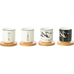 Комплект чашек J-line рождественские Лыжи Горы с подставкой 4 шт. (49241)