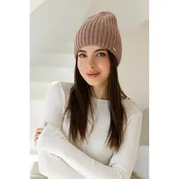 Женская зимняя шапка Ангора Молодежь из ангоры 80% с двойной вязкой Светло Коричневый
