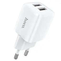 Адаптер мережевий HOCO Briar dual port charger N8 2 USB білий - мініатюра 4