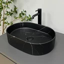 Умивальник VBI Verona 50 black marmo matt накладний VBI-011328, Чорний матовий - мініатюра 3