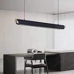 Линейный светильник LED в черном корпусе 118 см с деревянным декором | Line F | Ст. H40L-1200 BK