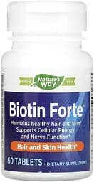 Біотин Nature's Way Biotin Forte 5 mg, 60 таблеток для підтримки волосся, шкіри та нігтів