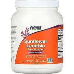 Натуральна добавка NOW Sunflower Lecithin Powder, 454 грам