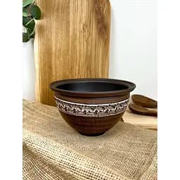 Макітра 1.5 літра керамічна (глиняна) різьблена ангоб