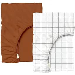 Набір простирадл Cosas на резинці 60х120 terracotta check, кориця (SetSheet_122Сinnamon_CellGreyWhite_60x120_2)