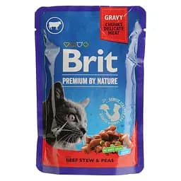 Влажный корм для кошек Brit Premium Cat с говядиной и горошком 100 г
