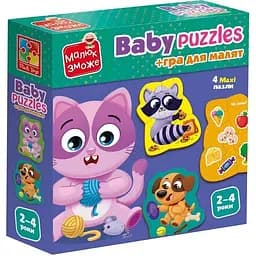 Детские развивающие картонные пазлы Vladi Toys Домашние любимцы с игрой (VT1722-25)