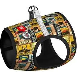 Шлея для собак Waudog Clothes м'яка з QR паспортом, малюнок "Бетмен вінтаж", XS2