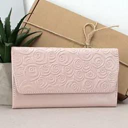 Кошелек женский кожаный Leona розовые цветы