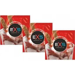 Презервативи EXS Strawberry Sundae зі смаком та запахом полуничного морозива 3 шт.