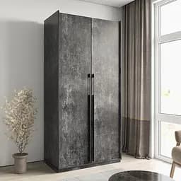 Шафа для одягу Flamecame у спальню з поличками на 2 двері FR-13 Бетон Темний