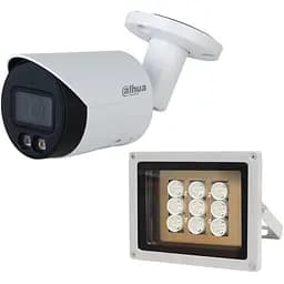 Комплект: IP-видеокамера Dahua 4 Мп DH-IPC-HFW2449S-S-IL (2.8 мм) с двойной подсветкой + ИК-прожектор Lightwell LW9-100IR45-