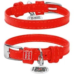 Нашийник для собак Waudog Glamour шкіряний з QR паспортом, без прикрас, XS, Ш 9 мм, Дов 19-25 см (4820152560636)