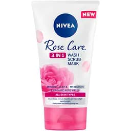 Гель скраб і маска для обличчя 3 в 1 Nivea Rose Care 3 в 1 150 мл
