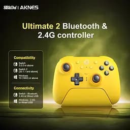 Геймпад 8BitDo Ultimate 2 Bluetooth Switch, Switch 2, ПК з Windows, TMR, Еффект Холла Жовтий - мініатюра 6