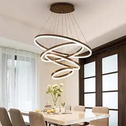 Светодиодная люстра Олимпия PJ812С-4 40+60+80+100см (4 кольца) Коричневая