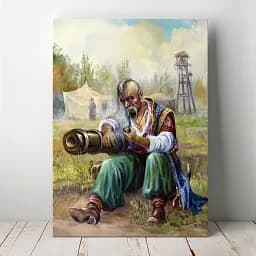 Інтер'єрна картина Старий козак, Україна, історія, інтер'єрний декор, 85×60 см (id2433)