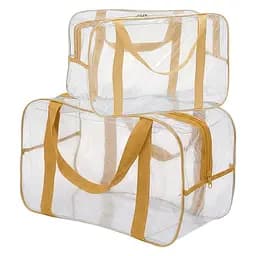 Набор прозрачных сумок в роддом: размер S 30х20х15 см + размер М 40х25х20 см (бежевые)