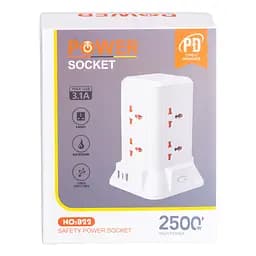 Мережевий фільтр-подовжувач TOWER 6 розеток 3USB + 1PD 2,8 метри Yiwu HP-5-1 - мініатюра 27