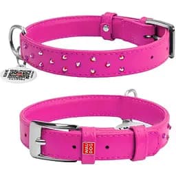 Нашийник для собак Waudog Glamour шкіряний з QR паспортом, з клейовими стразами, S, Ш 20 мм, Дов 30-39 см (4823089307039)