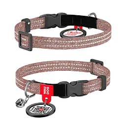 Нашийник для котів з відновленої бавовни Waudog Re-cotton з QR-паспортом світловідбиваючий пластиковий фастекс XS Ш 10 мм Дов