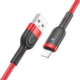 Кабель Hoco U117 з індикатором USB to Lightning 1.2 м червоний