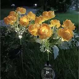 Светильники Sun Lamp садовые на солнечной батарее цветы розы желтые 2 шт