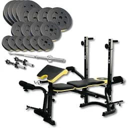 Набір Besport PowerPro 89кг з прямим грифом та лавою Besport WB-004