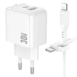 Сетевое зарядное устройство Borofone BAS45A 30W/1USB + 1USB-C + Type-C White