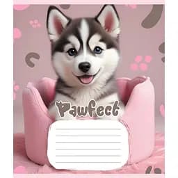 Зошит учнівський "Цуценята" 012-510126C-4 в косу лінію, 12 аркушів