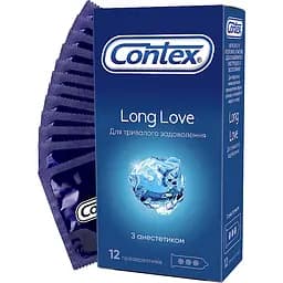 Презервативи латексні Contex Long Love з силіконовою змазкою, з анестетиком, 12 шт. (3004634)