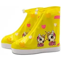 Детские резиновые бахилы Lesko Единорог XL 24 см желтые (15086)