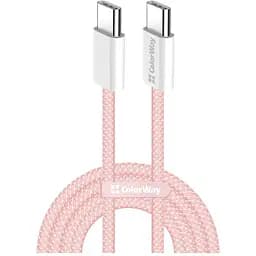 Дата кабель USB-C to USB-C 1.0m 60W 3.0А pink ColorWay (CW-CBPDCC061-P)