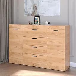 Комод для дома Эверест Соната-8 Телескопические с дверями на 4 ящика 140х38х94 см дуб крафт золотой (EVR-2708)