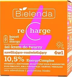 Зволожуючий і освітлюючий гель-крем для обличчя 4 в 1 Bielenda Recharge 50 мл - мініатюра 2