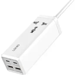Сетевое зарядное устройство удлинитель LDNIO SC1418 2 USB/2 Type-C QC PD 1 розетка 2m белый