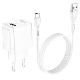 Комплект зарядний блок і кабель Hoco Proton C98A USB-C Cable 1USB 18W білий - мініатюра 2