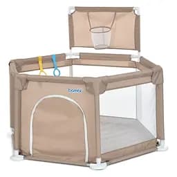 Детский манеж MR 1340-BG, бежевый, с баскетбольным кольцом