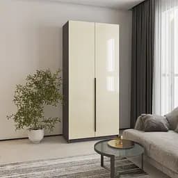 Шафа 2-дверна MebelStar Оскар Gloss BL-B, комплект полиць 100x52x220 см Антрацит/Альмонд (MBS-5158)